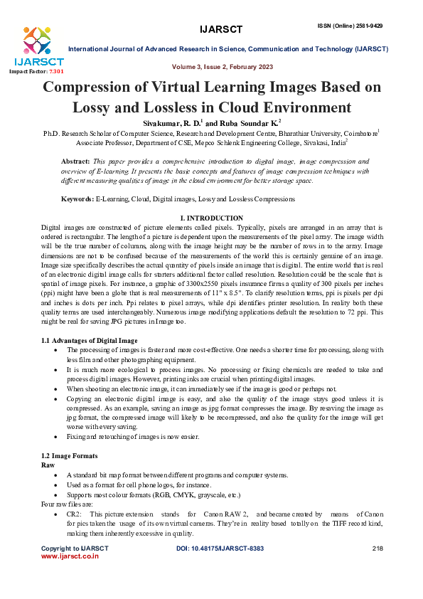 (PDF) Compression of Virtual Learning Images Based on Lossy and ...