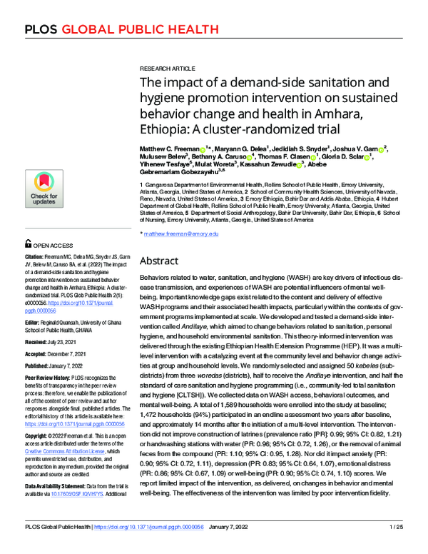 (PDF) The impact of a demand-side sanitation and hygiene promotion ...