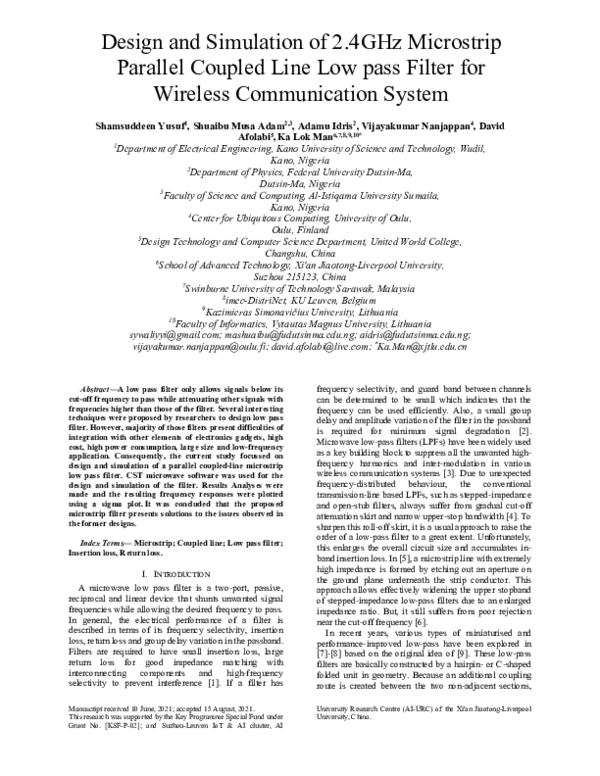 (PDF) Design and Simulation of 2.4 GHz Microstrip Parallel Coupled Line ...