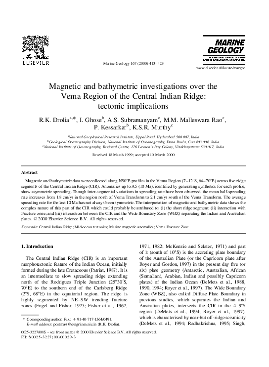 (PDF) Magnetic and bathymetric investigations over the Vema Region of ...