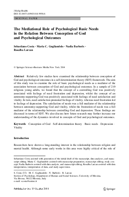 (PDF) The Mediational Role of Psychological Basic Needs in the Relation ...