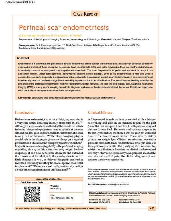 (PDF) Perineal scar endometriosis Shanmuga Jayanthan S Academia.edu