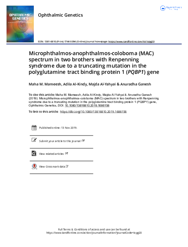 (PDF) Microphthalmos-anophthalmos-coloboma (MAC) spectrum in two ...