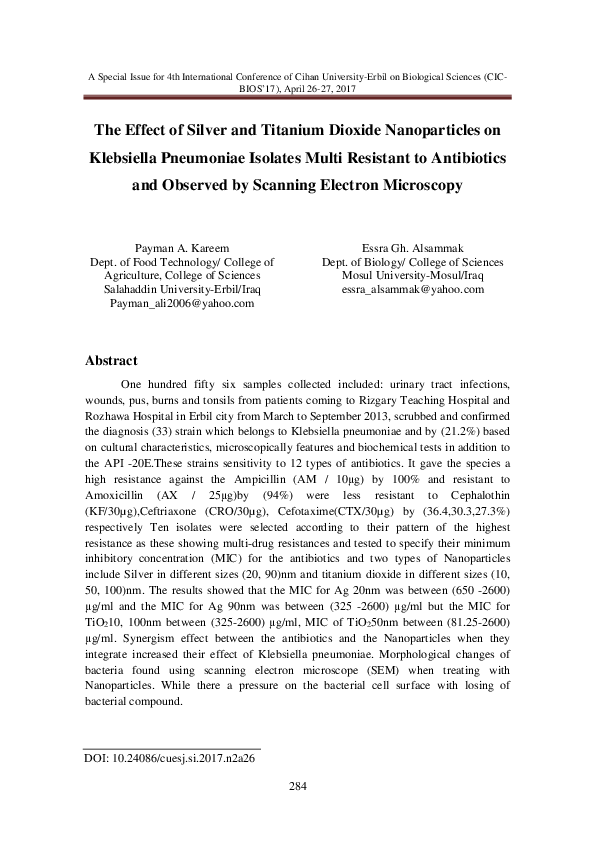 (PDF) The Effect of silver and titanium dioxide nanoparticles on ...