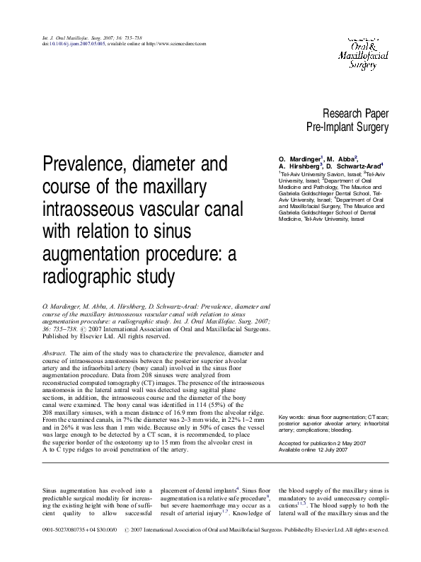 (PDF) Prevalence, diameter and course of the maxillary intraosseous ...