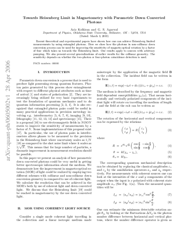 (PDF) Towards the Heisenberg limit in magnetometry with parametric down ...