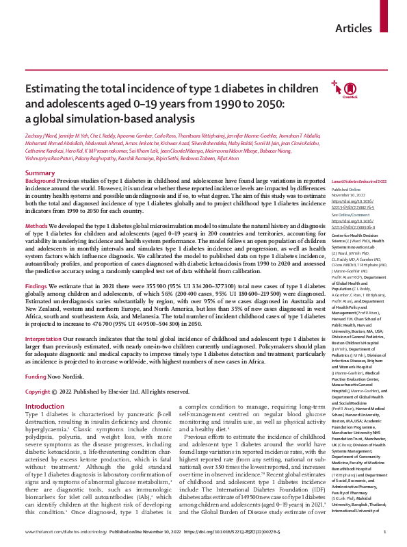 (PDF) Estimating the total incidence of type 1 diabetes in children and ...