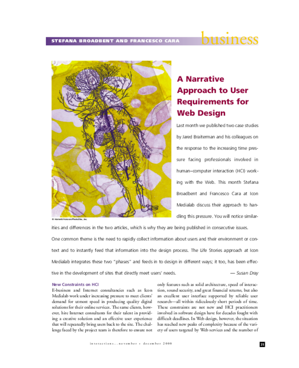 (PDF) A narrative approach to user requirements for Web design