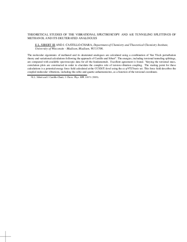 (PDF) Theoretical Studies of the Vibrational Spectroscopy and A/E ...