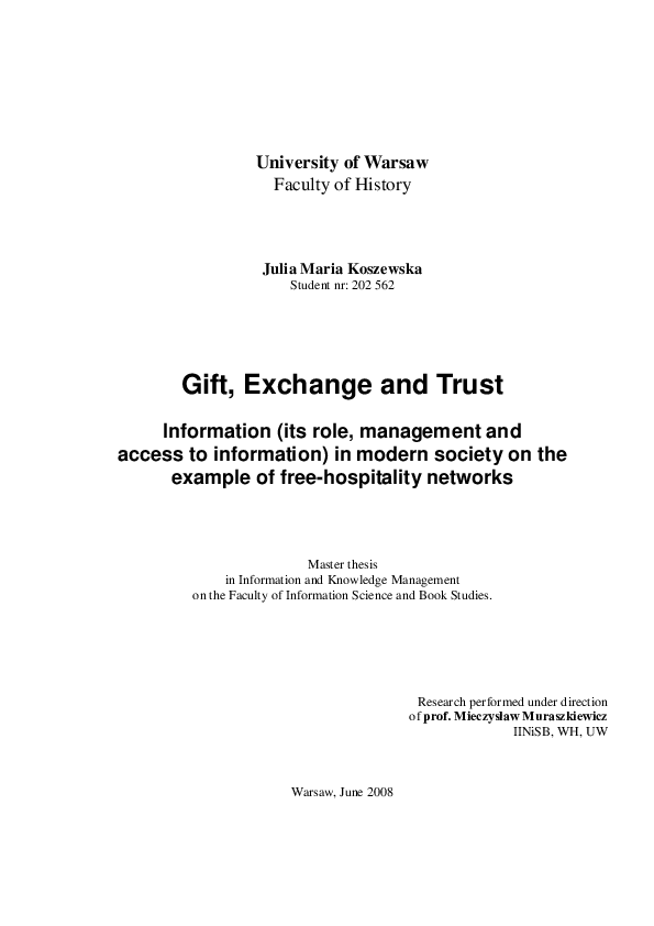 First page of “Gift, Exchange and Trust”