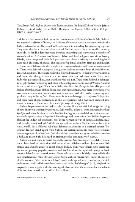 (PDF) The Islamic Path: Sufism, Politics and Society In India