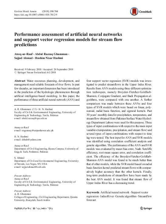 (PDF) Performance assessment of artificial neural networks and support ...