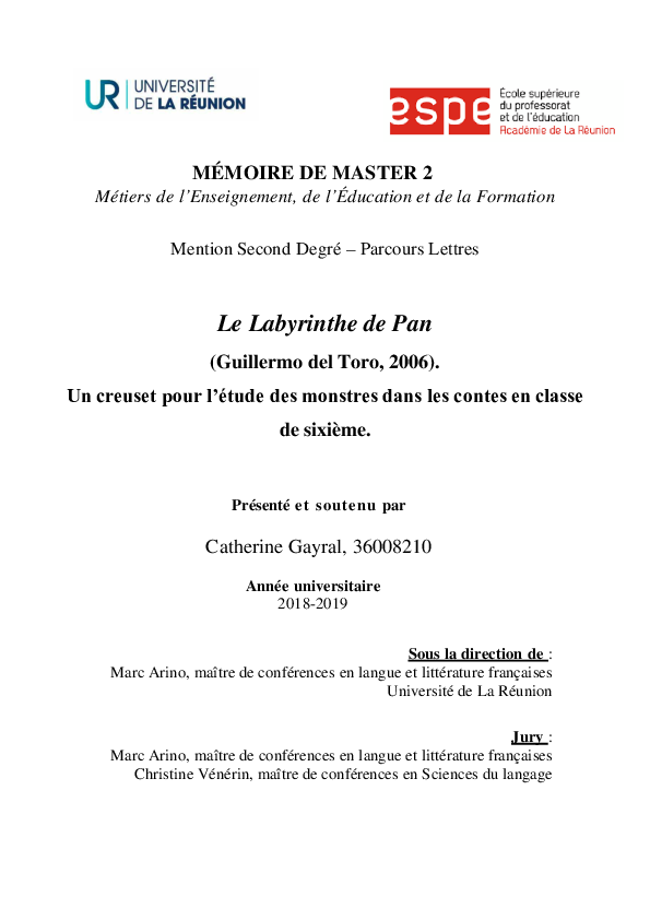 Le Labyrinthe de Pan (Guillermo del Toro, 2006). Un creuset pour l’étude des monstres dans les contes en classe de sixième