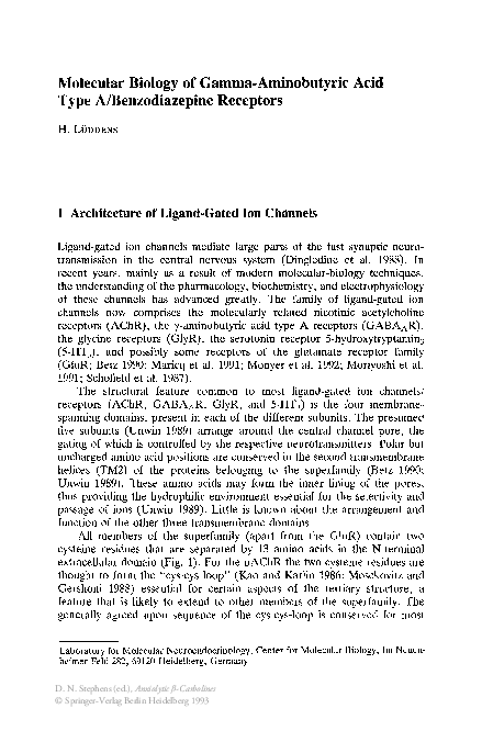 (PDF) Molecular Biology of Gamma-Aminobutyric Acid Type A ...