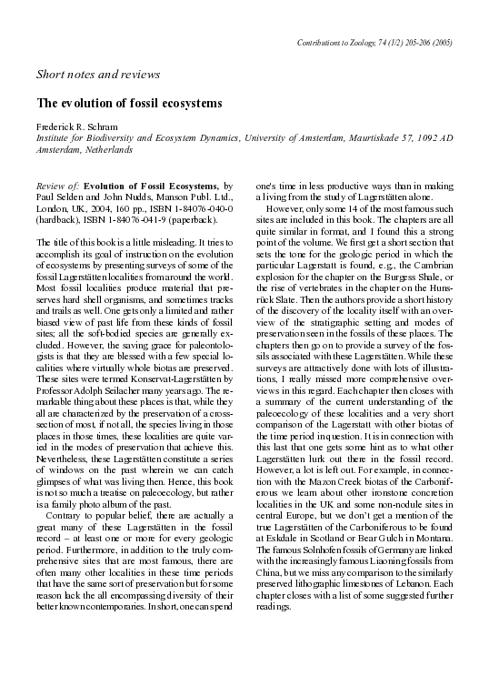 (PDF) Evolution of fossil ecosystems