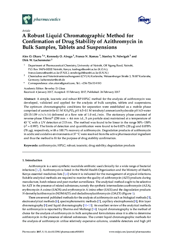 (PDF) A Robust Liquid Chromatographic Method for Confirmation of Drug ...