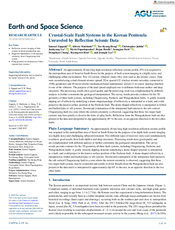 (PDF) Crustal‐Scale Fault Systems in the Korean Peninsula Unraveled by ...