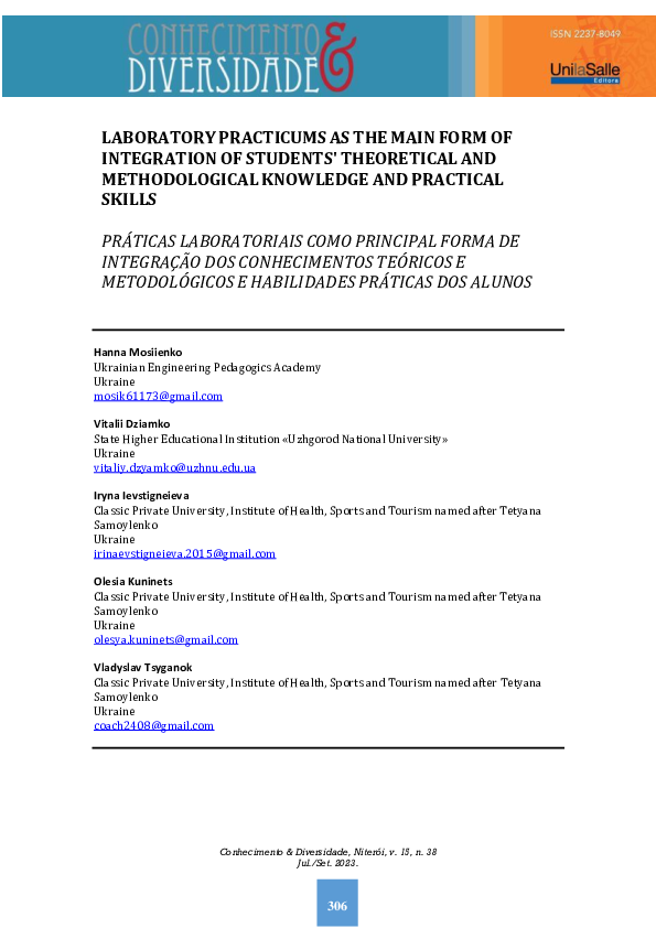 (PDF) Laboratory Practicums as the Main Form of Integration of Students ...