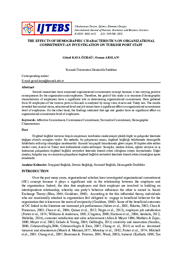 (PDF) The Effects of Demographic Characteristics on Organizational ...
