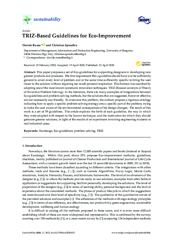 (PDF) Inventive guidelines for a TRIZ-based eco-design matrix | Davide ...