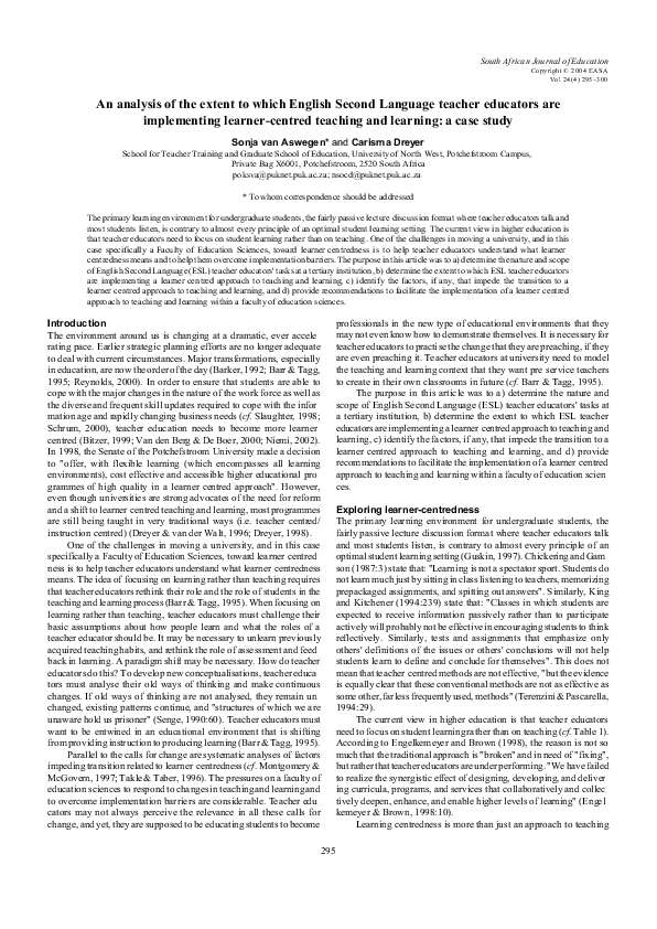 (PDF) An analysis of the extent to which English Second Language ...