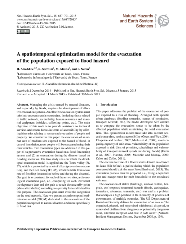(PDF) A spatiotemporal optimization model for the evacuation of the ...