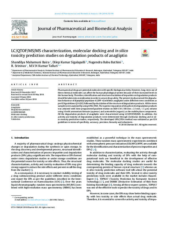 (PDF) LC/QTOF/MS/MS characterization, molecular docking and in silico ...