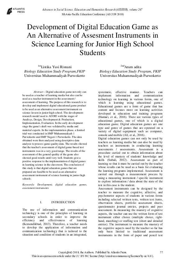 (PDF) Development of Digital Education Game as an Alternative Assesment ...