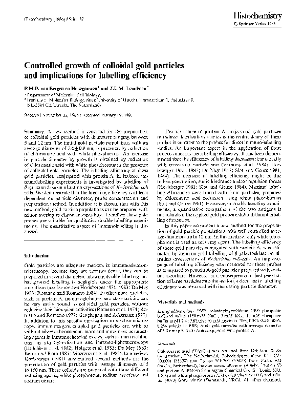 (PDF) Controlled growth of colloidal gold particles and implications ...