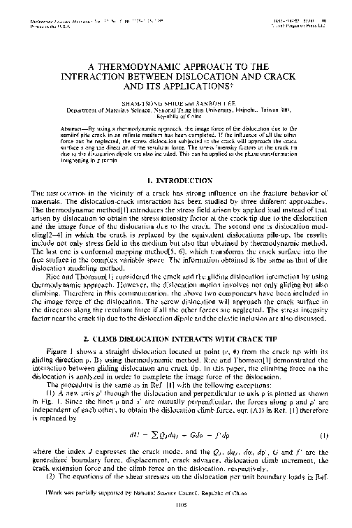 (PDF) A thermodynamic approach to the interaction between dislocation ...