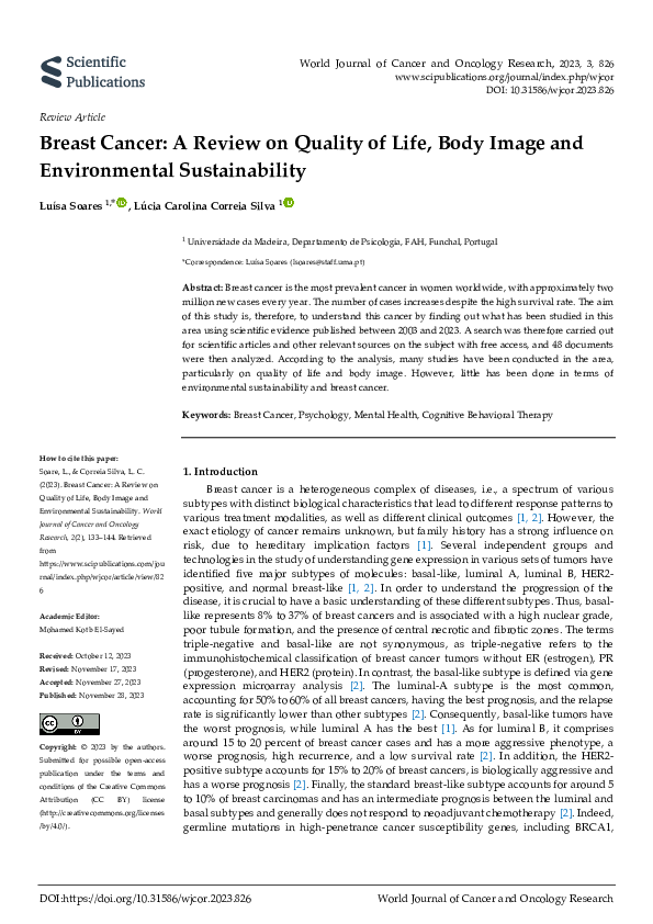 (PDF) Breast Cancer: A Review on Quality of Life, Body Image and ...