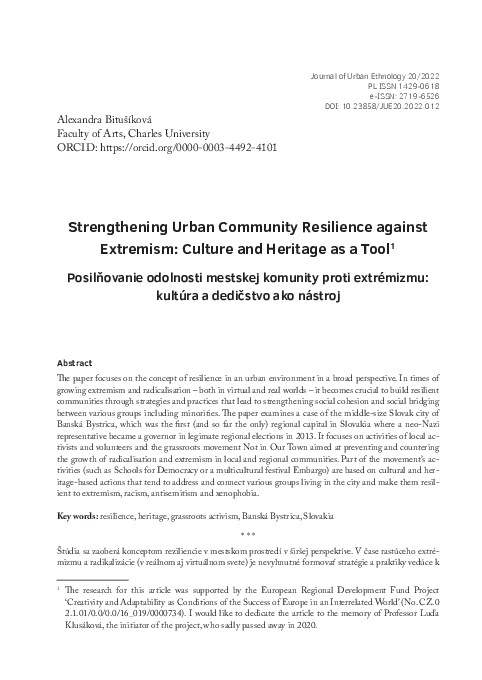 (PDF) Strengthening Urban Community Resilience against Extremism ...