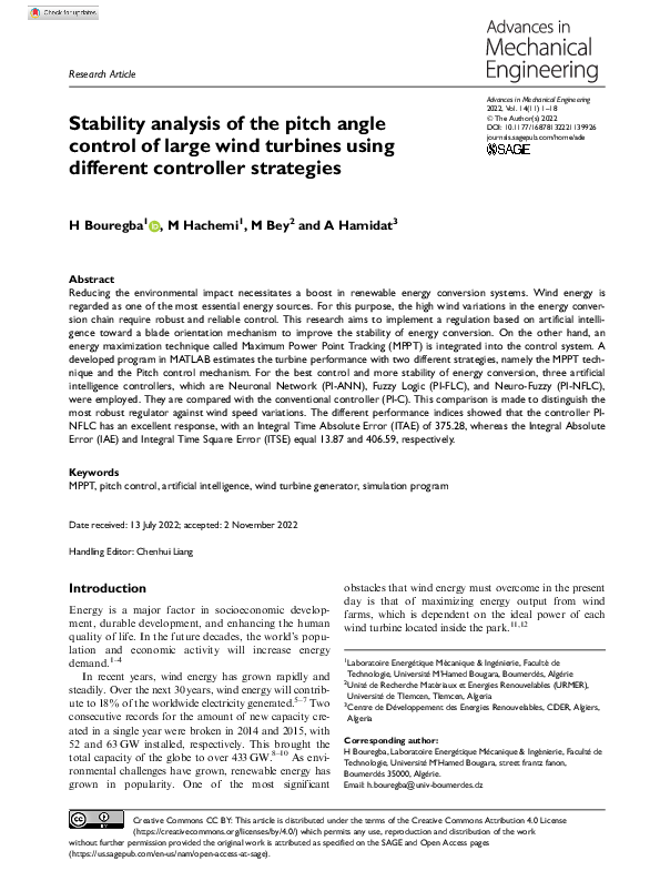 (PDF) Stability analysis of the pitch angle control of large wind ...