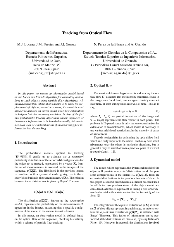(PDF) Tracking from optical flow