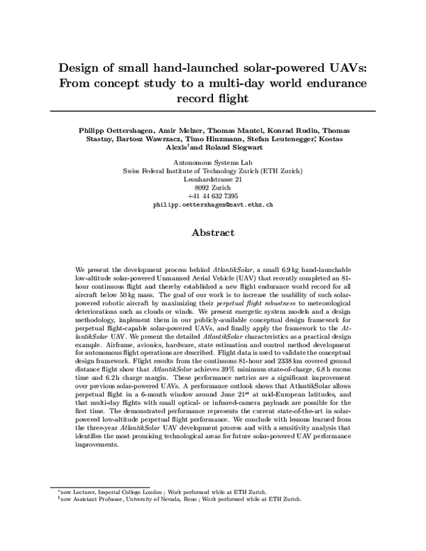 (PDF) Design of small hand-launched solar-powered UAVs: From concept ...