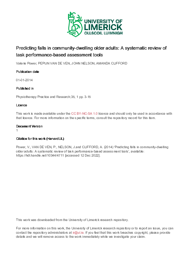  pdf predicting falls in community dwelling older adults a systematic