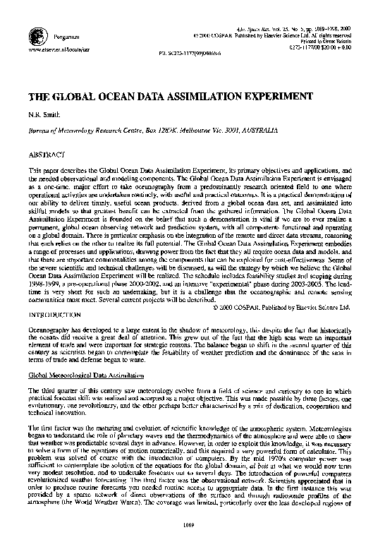 (PDF) The Global Ocean Data Assimilation Experiment