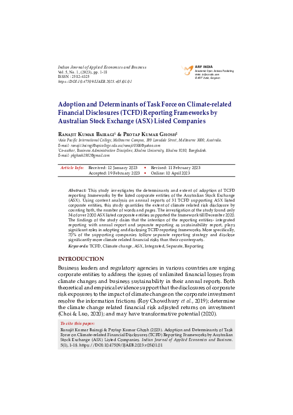 (PDF) Adoption and Determinants of Task Force on Climate-Related ...