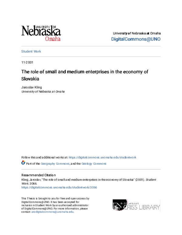 (PDF) The Role of Small and Medium Enterprises in the Economy of Slovakia