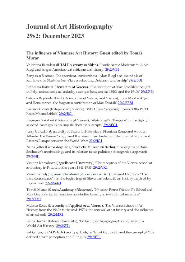 Proceedings from the third international conference on the Vienna School of Art History