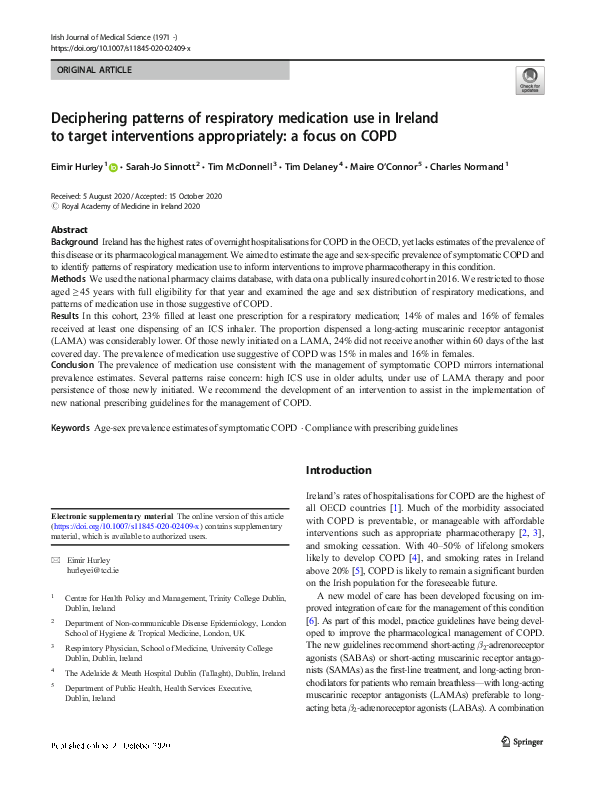 (PDF) Deciphering patterns of respiratory medication use in Ireland to ...