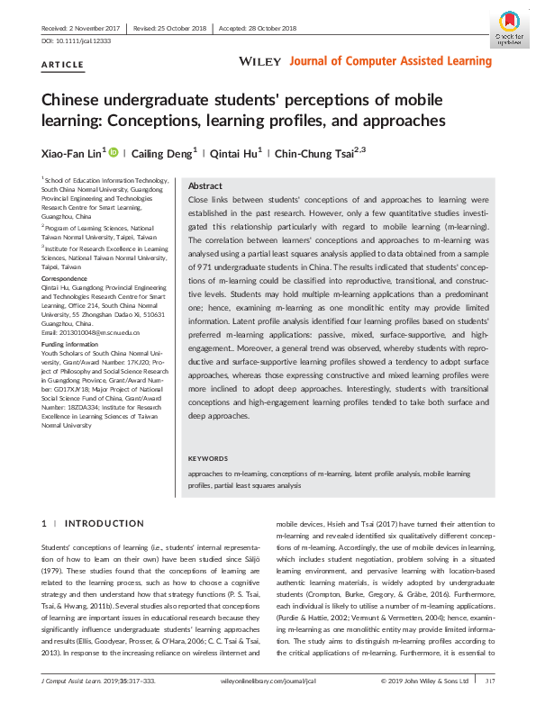 (PDF) Chinese undergraduate students' perceptions of mobile learning ...