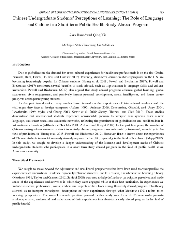 (PDF) Chinese Undergraduate Students’ Perceptions of Learning