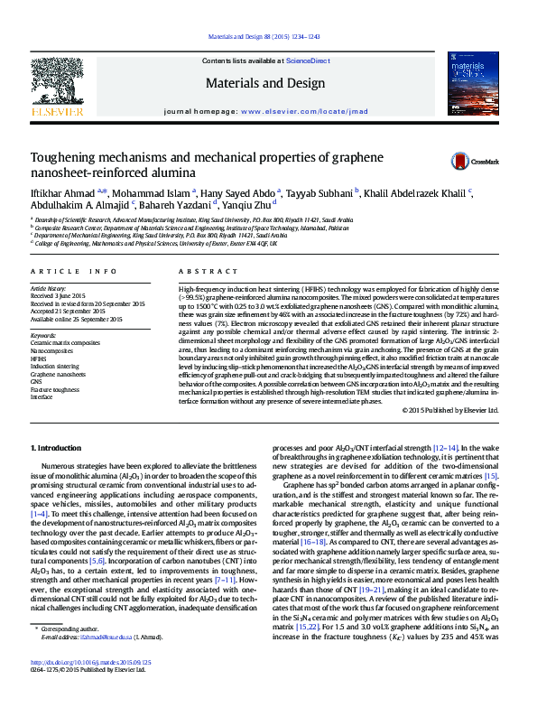 (PDF) Toughening mechanisms and mechanical properties of graphene ...