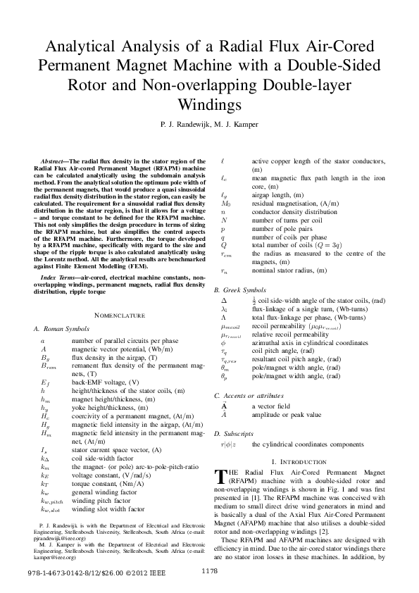 (PDF) Analytical analysis of a Radial Flux Air-cored Permanent Magnet ...
