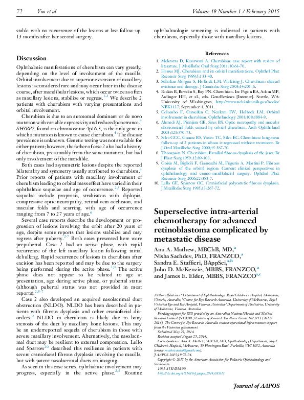 (PDF) Superselective Intra-arterial Chemotherapy For Retinoblastoma ...