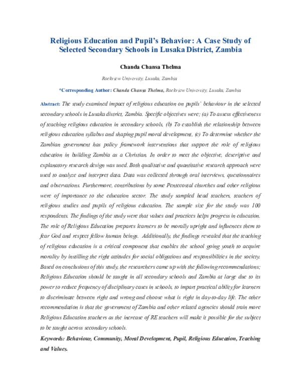 (DOC) Religious Education and Pupil's Behavior.