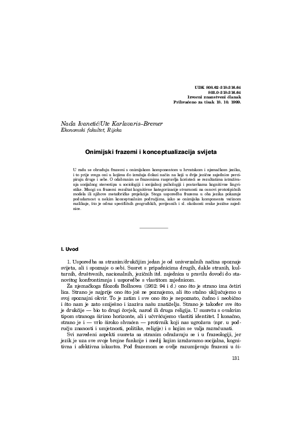 (PDF) Onimijski frazemi i konceptualizacija svijeta