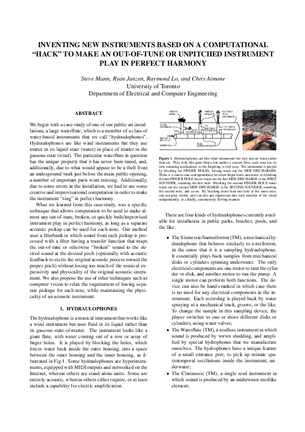 (PDF) Inventing New Instruments Based on a Computational hack to Make a ...
