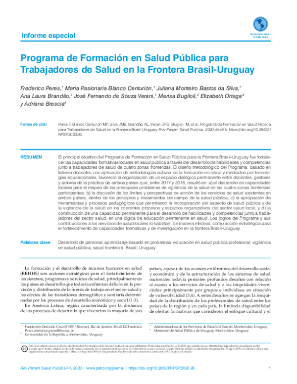 (PDF) Programa de Formación en Salud Pública para Trabajadores de Salud ...
